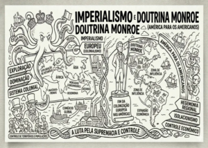 Atividade Colorir Imperialismo e Doutrina Monroe – Mapa Mental PDF